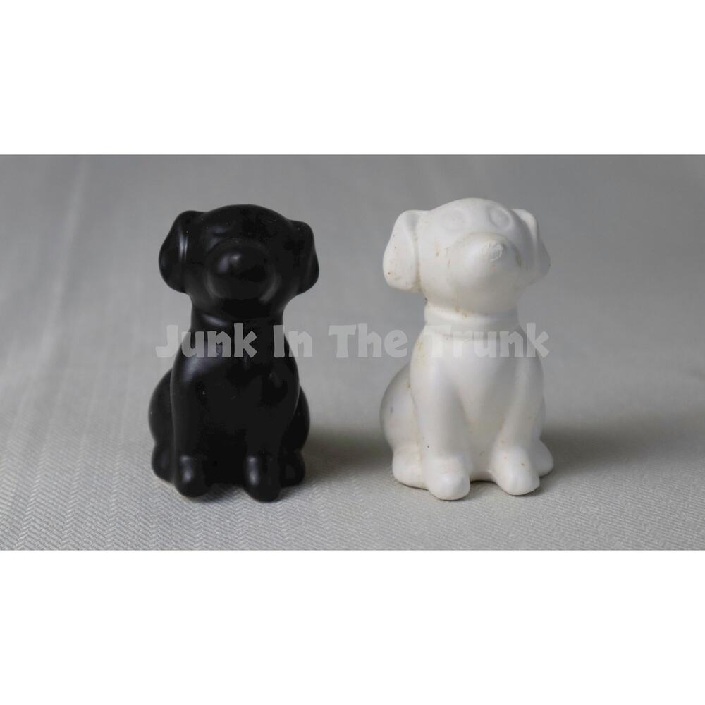 Black White Dog Salt & Pepper Shakers Ceramic Preowned